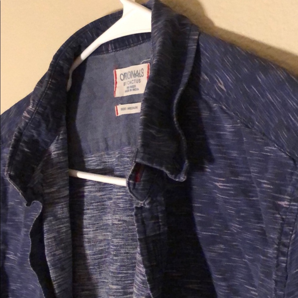 Navy Blue Cactus Button Down